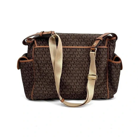 NWT MICHAEL Michael Kors Large Monogram Print Diaper Bag in Brown/acorn - Picture 6 of 9